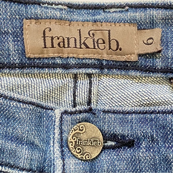 Vintage FRANKIE B. Signature f logo pockets Low Rise Bell bottom flare blue jean - Picture 9 of 13
